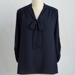 Navy 3/4 sleeve sheer shirt
